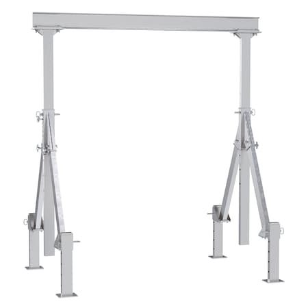 Vestil Aluminum Adjustable Height Gantry Crane w/Adjustable Leveling Option 8 ft. x 10 ft. 2K Silver AHA-2-8-10-ALO